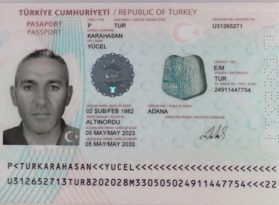 Паспорт YUCEL KARAHASAN