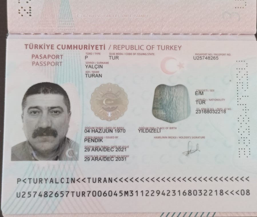 Паспорт TURAN YALCIN