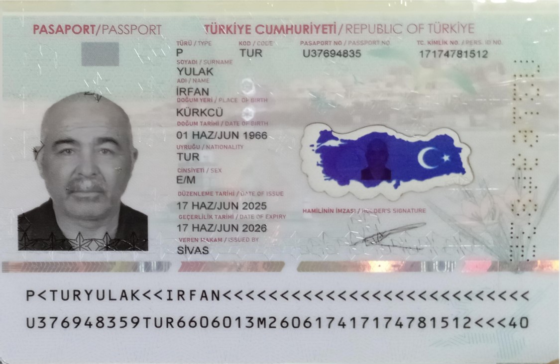 Паспорт IRFAN YULAK